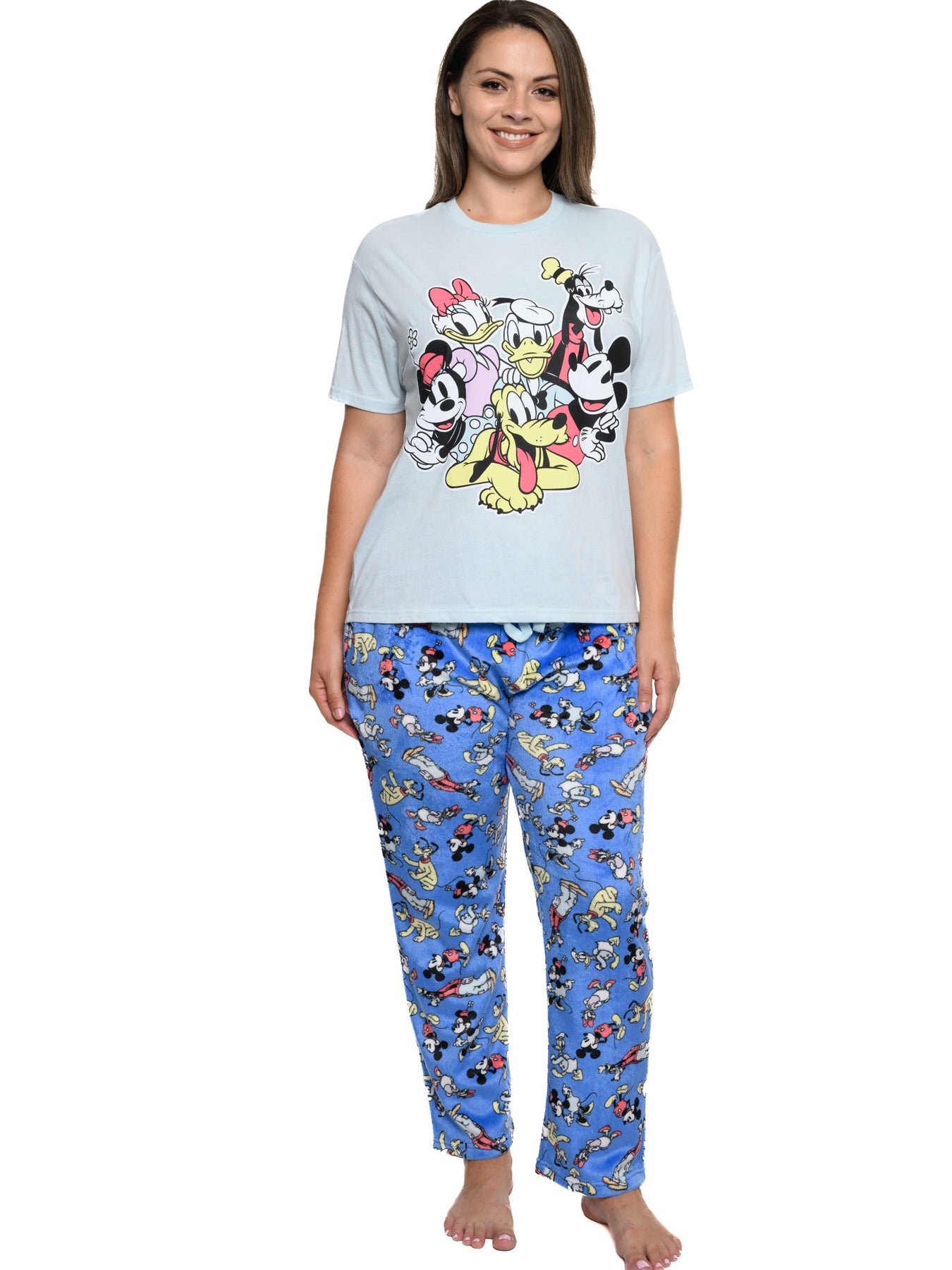 Disney Mickey Mouse & Friends T-Shirt & Plush Pant Pajama Women's